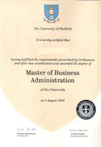 Master of Business Administration degree
